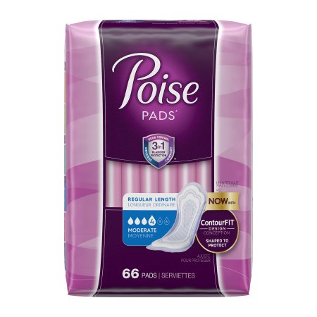 Poise - Bladder Control Pad 10.47 Inch Length Moderate Absorbency Absorb-Loc Core One Size Fits Most Adult Female Disposable - 47357