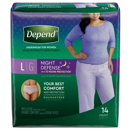 Kimberly Clark Female Adult Absorbent Underwear Depend Night Defense Pull On With Tear Away Seams Large Disposable Heavy Absorbency - 51702