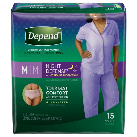 Kimberly Clark Female Adult Absorbent Underwear Depend Night Defense Pull On With Tear Away Seams Medium Disposable Heavy Absorbency - 51703