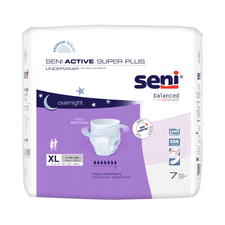 Seni Active Super Plus - Unisex Adult Absorbent Underwear Pull On with Tear Away Seams X-Large Disposable Heavy Absorbency - S-XL07-AP1