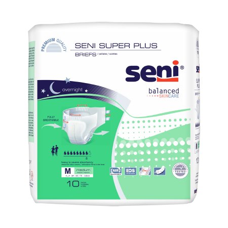 Seni Super Plus - Unisex Adult Incontinence Brief Medium Disposable Heavy Absorbency - S-ME10-BP1