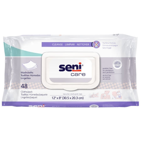 Tzmo Usa Rinse-Free Bath Wipe Seni Care Soft Pack Allantoin / Vitamin E Scented 48 Count - S-WA48-C11