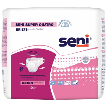 Tzmo Usa Unisex Adult Incontinence Brief Seni Super Quatro Medium Disposable Heavy Absorbency - S-ME10-BQ1
