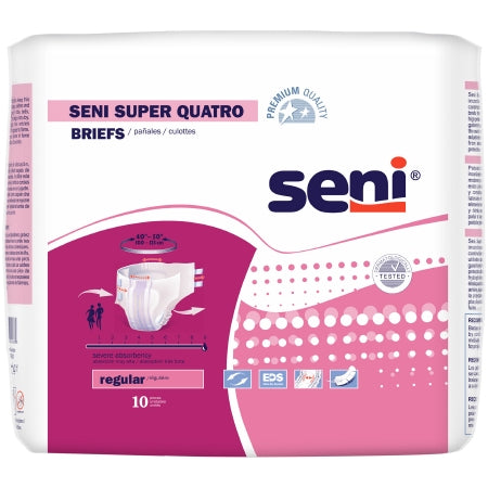 Tzmo Usa Unisex Adult Incontinence Brief Seni Super Quatro Regular Disposable Heavy Absorbency - S-RE10-BQ1