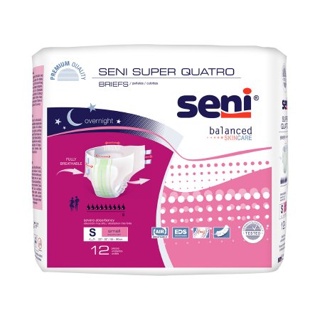 Seni Super Quatro - Unisex Adult Incontinence Brief Small Disposable Heavy Absorbency - S-SM12-BQ1