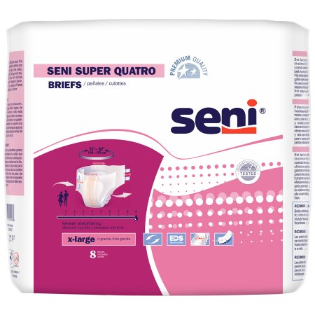 Tzmo Usa Unisex Adult Incontinence Brief Seni Super Quatro X-Large Disposable Heavy Absorbency - S-XL08-BQ1