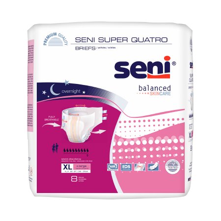 Seni Super Quatro - Unisex Adult Incontinence Brief X-Large Disposable Heavy Absorbency - S-XL08-BQ1