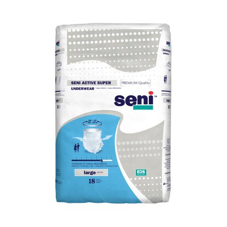 Seni Active Super - Unisex Adult Absorbent Underwear Pull On with Tear Away Seams Large Disposable Moderate Absorbency - S-LA18-AS1