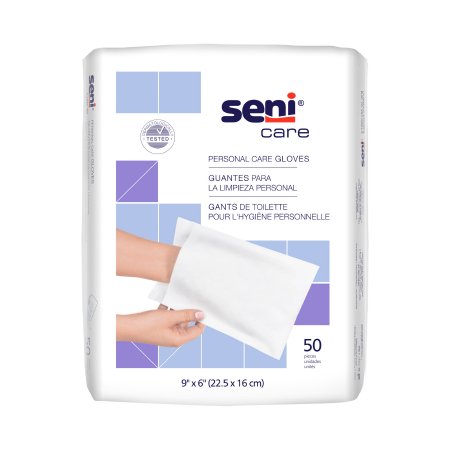 Seni Care - Wash Glove 6 X 9 Inch White Disposable - S-NG50-C41
