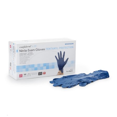 McKesson Confiderm 6.8C - Exam Glove Small NonSterile Nitrile Standard Cuff Length Blue Chemo Tested - McKesson - 14-6N62C