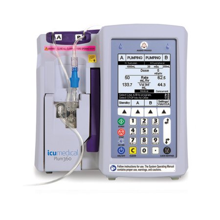Plum 360 - Large Volume Infusion Pump Rechargable 6 Volt Battery Single Channel Wireless 0.1 to 999 mL / Hr Flow Rate - Icu Medical - 30010