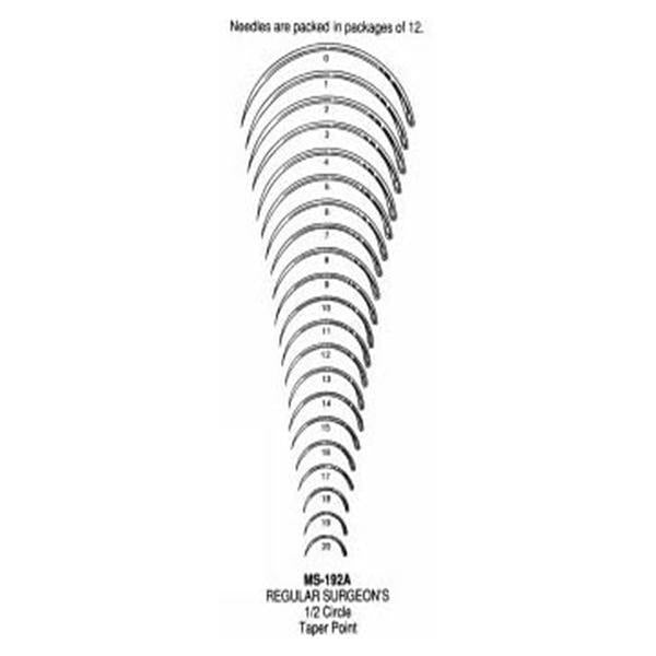 Miltex-Integra Needle Surgical Size 16 1/2 Circle Needle Stainless Steel Regular 12/Bx - MS192A-16