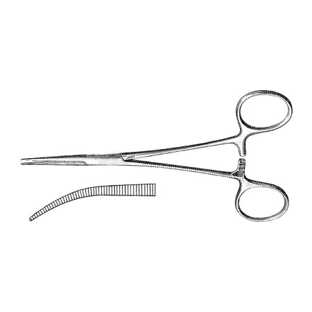 Miltex Artery Forceps Jarit Crile 5-1/2 Inch Length Or Grade Stainless Steel Nonsterile Ratchet Lock Finger Ring Handle Curved 1.4 Mm Wide Serrated Tips - 106121