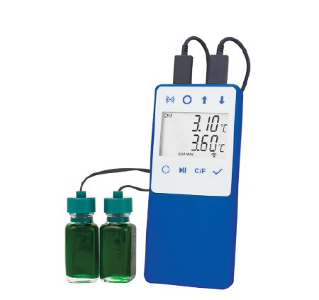 Norlake Scientific - Refrigerator / Freezer Temperature Data Logger with Alarm Fahrenheit / Celsius -58° to +140°F (-50° to +60°C) 2 Bottle Probes Battery Operated - NS-WF-DDL-18
