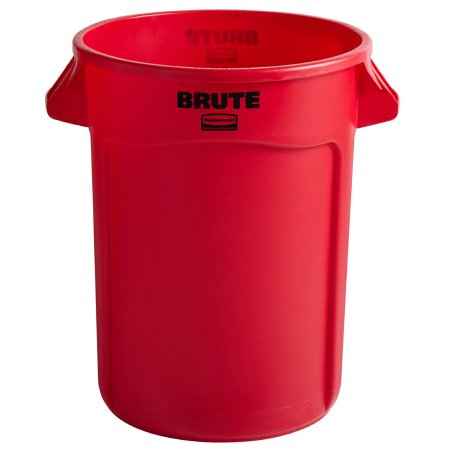 Rubbermaid Brute - Trash Can 32 gal. Round Red Resin Open Top - FG263200RED-EA