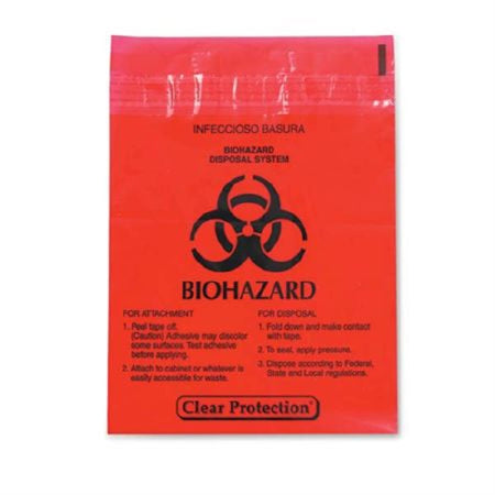 Market Lab Bag, Biohazard Stick On 1.4Qt 9"X10" (100/Pk) - ML2637