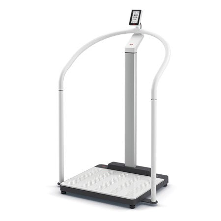 Seca - Column Scale with Handrail Touch Screen Display 800 lbs. Capacity Clear AC Power - ON SHM INT NN
