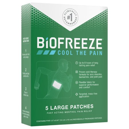 Biofreeze - Topical Pain Relief 5% Strength Menthol Patch 5 per Box - 14672