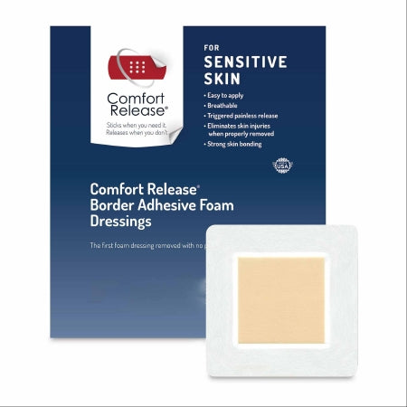 Global Biomedical Technologies Foam Dressing Comfort Release Sensitive Skin 4-1/4 X 4-1/4 Inch Square Adhesive With Border Sterile - GB115-05