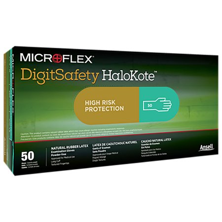 MICROFLEX DigitSafety HaloKote DSK - Exam Glove Small NonSterile Latex Extended Cuff Length Fully Textured Green Chemo Tested - DSK-1