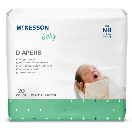 McKesson - Unisex Baby Diaper Newborn Disposable Moderate Absorbency - BD-SZNB