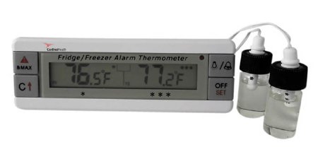 Cardinal Refrigerator / Freezer Thermometer  Health Fahrenheit / Celsius -40° To +158°F 2 Bottle Probes Flip-Out Stand, Wall Mount Battery Operated - CH2941-6