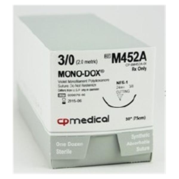 C.P. Medical Suture 3-0 Polydioxanone Nfs-1 Mono-Dox Violet 30" Monofilament 12/Bx - M452