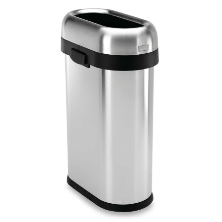 simplehuman - Trash Can 13 gal. Rectangular Silver Stainless Steel Open Top - H-3621
