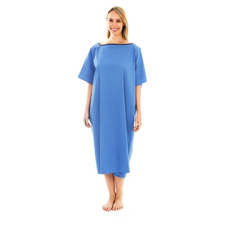 Royal Blue Intl - Patient Exam Gown One Size Fits Most Ceil Blue Reusable - BLUE-DYED