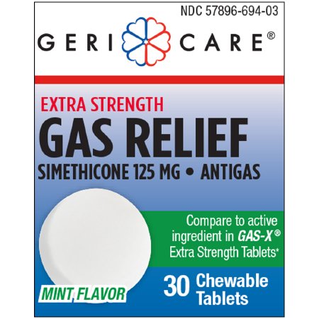 Mckesson Brand Gas Relief Geri-Care 125 Mg Strength Tablet 30 Per Bottle - 694-03-GCP
