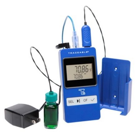 Traceable 6600 - Refrigerator / Freezer Temperature Data Logger with Alarm Fahrenheit / Celsius -58° to +140°F (-50° to +60°C) Glycol Bottle Probe Multiple Mounting Options AC Adaptor / Battery Backup - 99460-01
