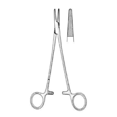 Sklar Needle Holder  Tc 6-1/4 Inch Length Blunt Straight Serrated Tips Finger Ring Handle - 21-8111