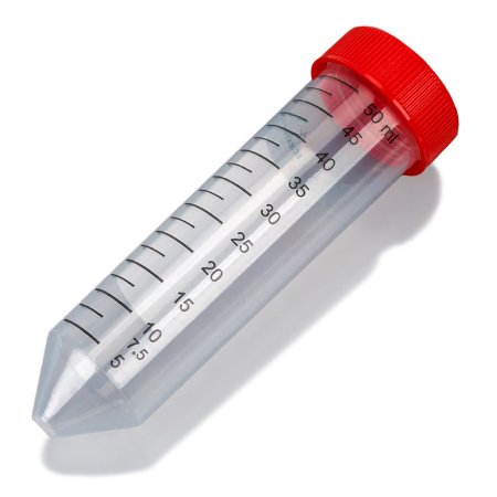 McKesson - Centrifuge Tube Conical Bottom Plain 50 mL Red Screw Cap Polypropylene Tube - 177-6297PL
