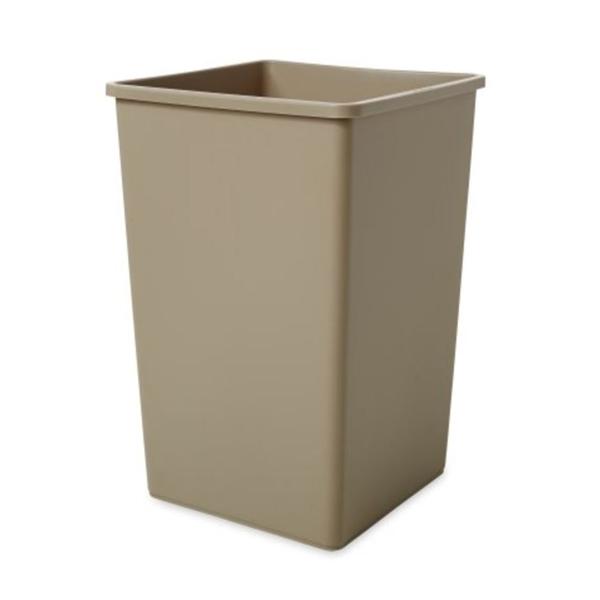 Rubbermaid Can Trash Untouchable Resin 35Gal No Lid Beige Square 4/Ca - FG395800BEIG