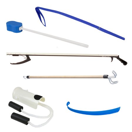 FabLife - ADL Hip / Knee Equipment Kit Reacher - 32 Inch Length / Shoehorn - 18 Inch Length / Dressing Stick - 24 Inch Length / Leg Lifter - 32 Inch Length - 66-0320