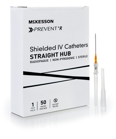 McKesson Prevent R - Peripheral IV Catheter 14 Gauge 1.75 Inch Button Retracting Safety Needle - McKesson - 380267