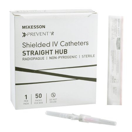 McKesson Prevent R - Peripheral IV Catheter 20 Gauge 1 Inch Button Retracting Safety Needle - McKesson - 380233
