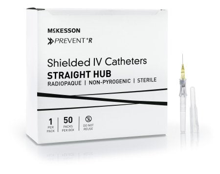 McKesson Prevent R - Peripheral IV Catheter 24 Gauge 0.5 Inch Button Retracting Safety Needle - McKesson - 380211