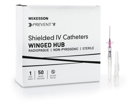 McKesson Prevent R - Peripheral IV Catheter 20 Gauge 1.16 Inch Button Retracting Safety Needle - McKesson - 380334