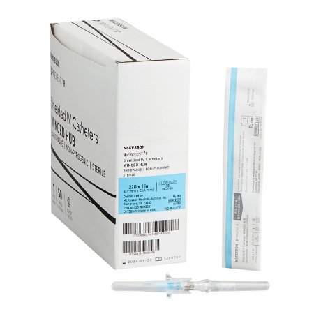 McKesson Prevent R - Peripheral IV Catheter 22 Gauge 1 Inch Button Retracting Safety Needle - 380323