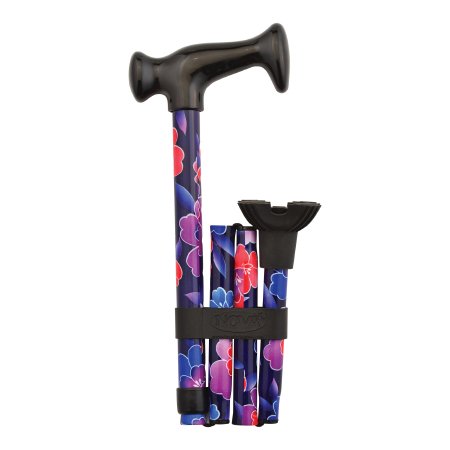 QT Cane - Folding T-Handle Small Base Quad Cane Aluminum 29-1/2 to 36-1/2 Inch Height Maui Flowers Print - Nova Ortho-Med - QT3024