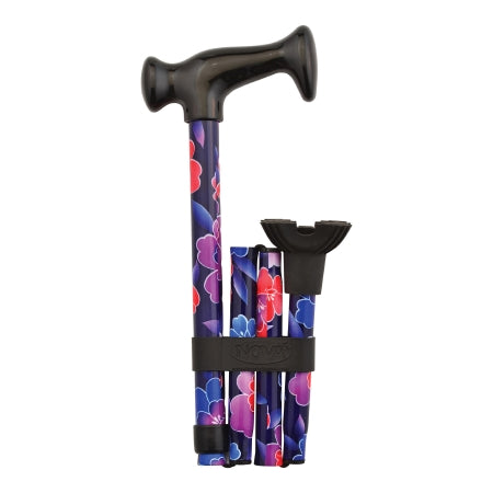 QT Cane - Folding T-Handle Small Base Quad Cane Aluminum 29-1/2 to 36-1/2 Inch Height Maui Flowers Print - QT3024