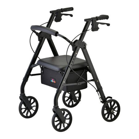 NEW STAR - 4 Wheel Rollator Black Adjustable Height / Folding Aluminum Frame - 4288BK