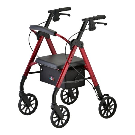 NEW STAR - 4 Wheel Rollator Red Adjustable Height / Folding Aluminum Frame - 4288RD