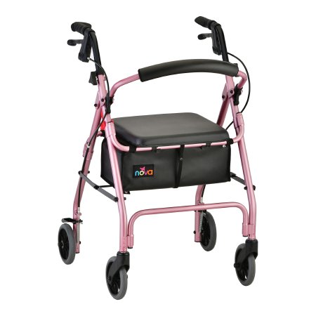 GetGO Classic - 4 Wheel Rollator Pink Adjustable Height / Folding Aluminum Frame - 4202CPK
