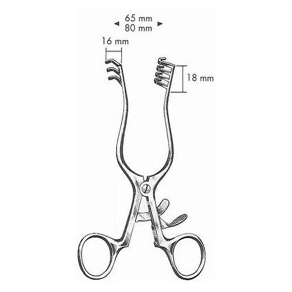 BR Surgical, Retractor Weitlaner 8" Sharp 3X4 Teeth Stainless Steel Ea - BR18-67020
