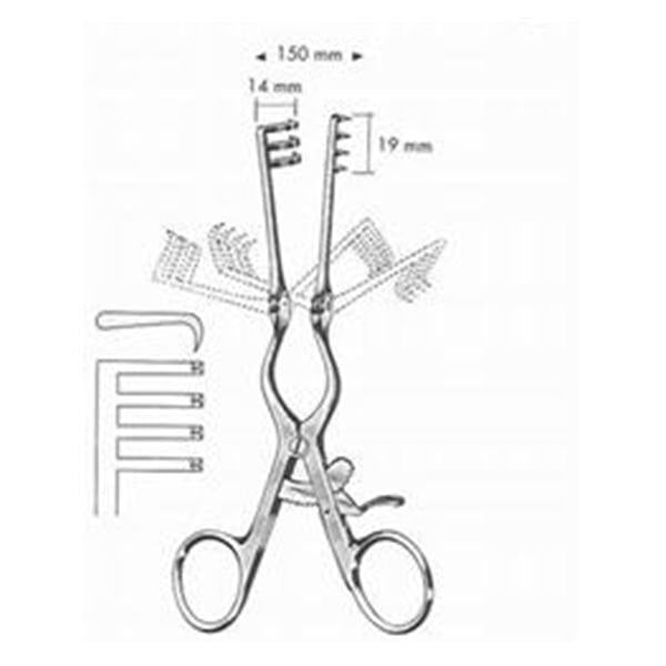 BR Surgical, Retractor Adson 6-1/4" Baby Sharp 3X4 Teeth Stainless Steel Ea - BR18-68416