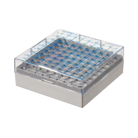 Nalgene - Cryo Storage Box 2 X 5-1/2 X 5-1/2 Inch Gray Polycarbonate 81 Vial Capacity - 867013-0244