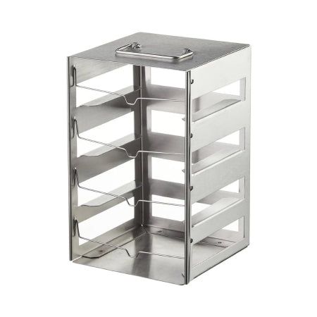 Cryobox - Cryo Storage Box Freezer Rack 5-1/2 X 5-2/3 X 8-3/4 Inch Metallic Stainless Steel 4 Shelf Capacity - 5036-0004
