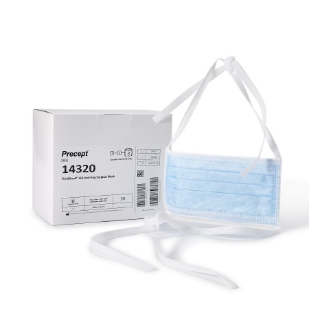 FluidGard 160 - Surgical Mask Anti-fog Foam Pleated Tie Closure One Size Fits Most Blue NonSterile ASTM Level 3 Adult - Aspen Surgical Products - 14320